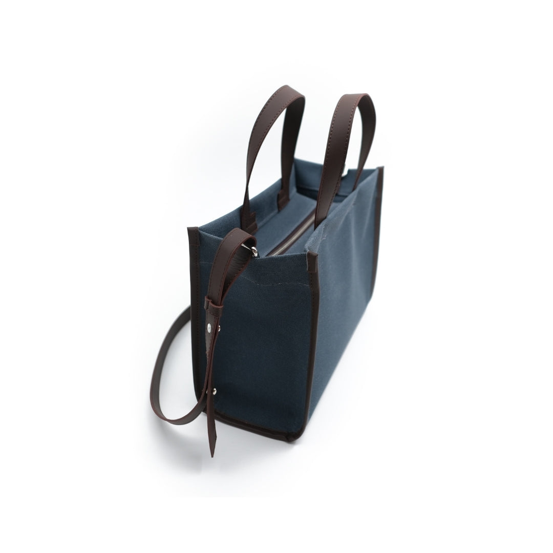 Kanvas Mini Tote Çanta Lacivert