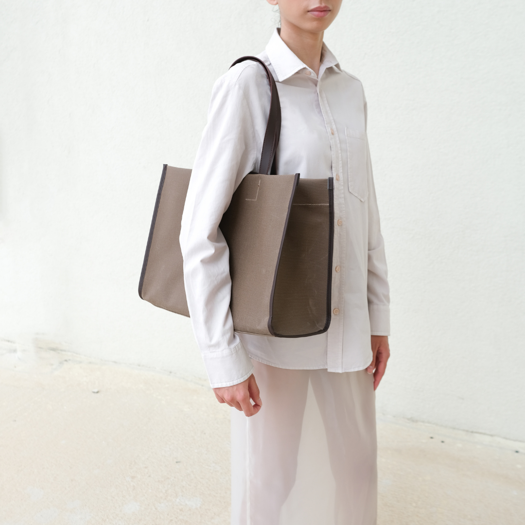 Kanvas Maxi Tote Çanta Kahve