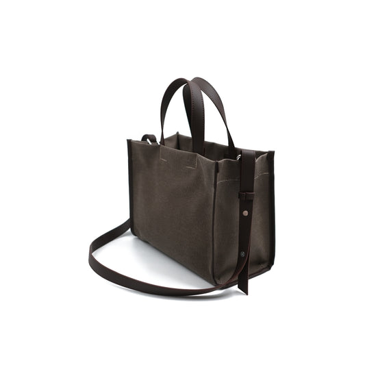 Kanvas Mini Tote Çanta Kahve